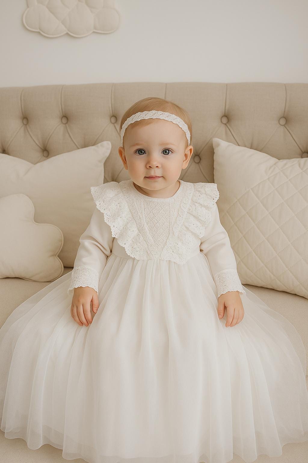 Tricot Robe Tulle Tutu Manches Longues Rose Blanc Bébé Fille 12 18 Mois