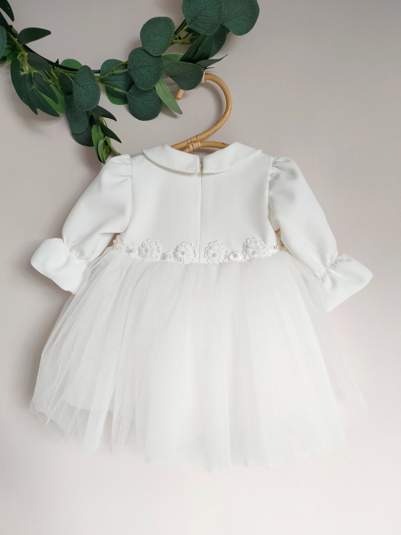 Christening gown, Baptism dress, Christening gown, Baby Girl Dress, Tulle dress, Princess Dress, Flower baby dress HEADBAND GRATIS image 6