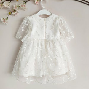 Summer baptism dress Dress with short sleeves Baptism dress Christening dress 1st birthday dress HEADBAND GRATIS image 5