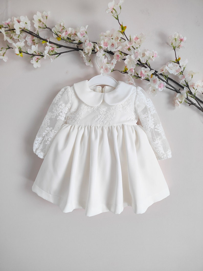 Baptism dress, Christening gown, Baby Girl dress, Lace dress, Flower Girl Dress, Lace Christening, HEADBAND GRATIS image 3