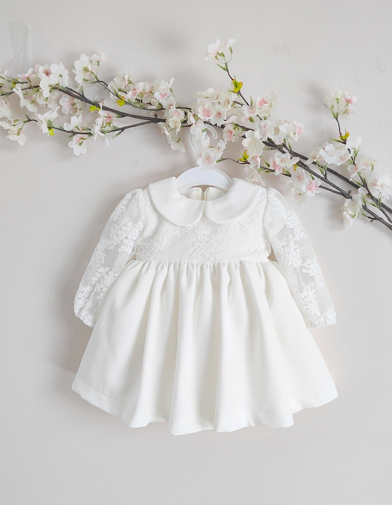 Baptism dress, Christening gown, Baby Girl dress, Lace dress, Flower Girl Dress, Lace Christening, HEADBAND GRATIS image 2