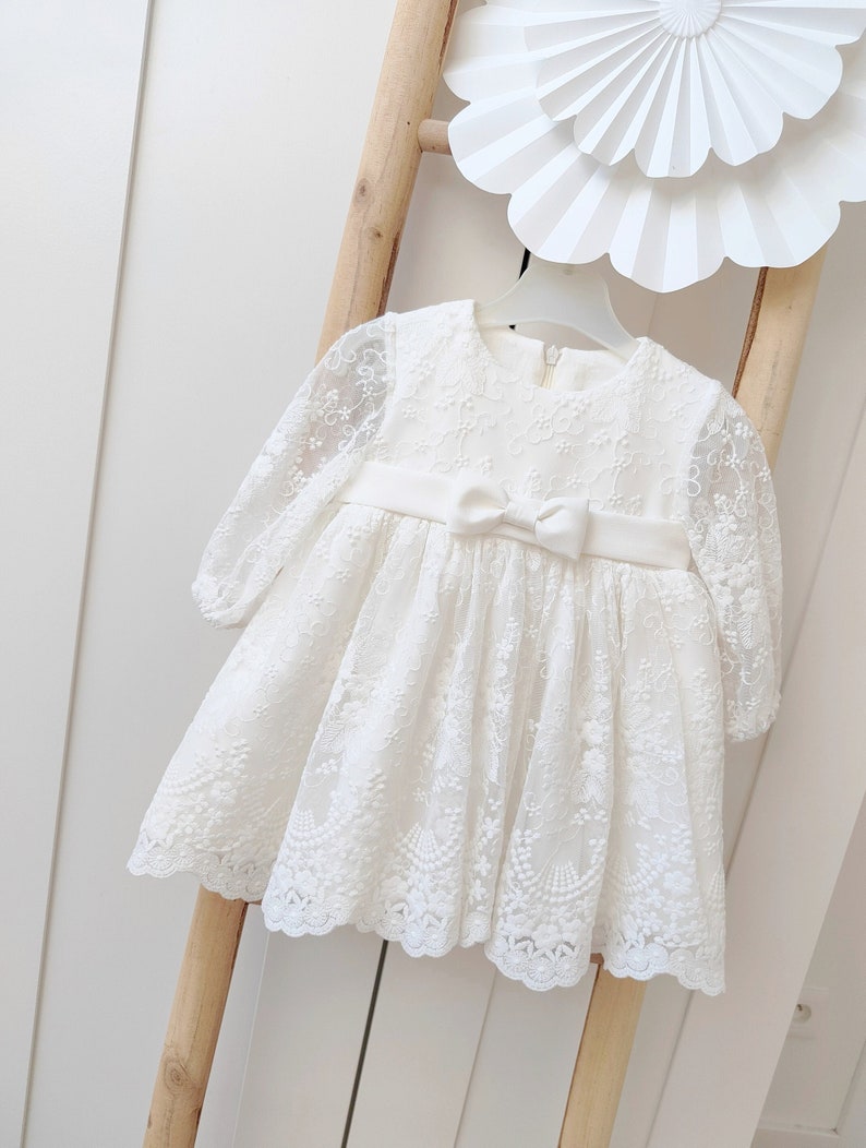 Robe de baptême, robe de baptême, robe de bébé fille, Taufkleid, Taufkleid mädchen, robe de princesse HEADBAND GRATIS image 1