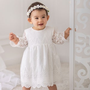 Christening gown, Baptism dress, Christening dress, Baby Girl Dress, Baby outfit, Boho dress, Lace Christening HEADBAND GRATIS image 3