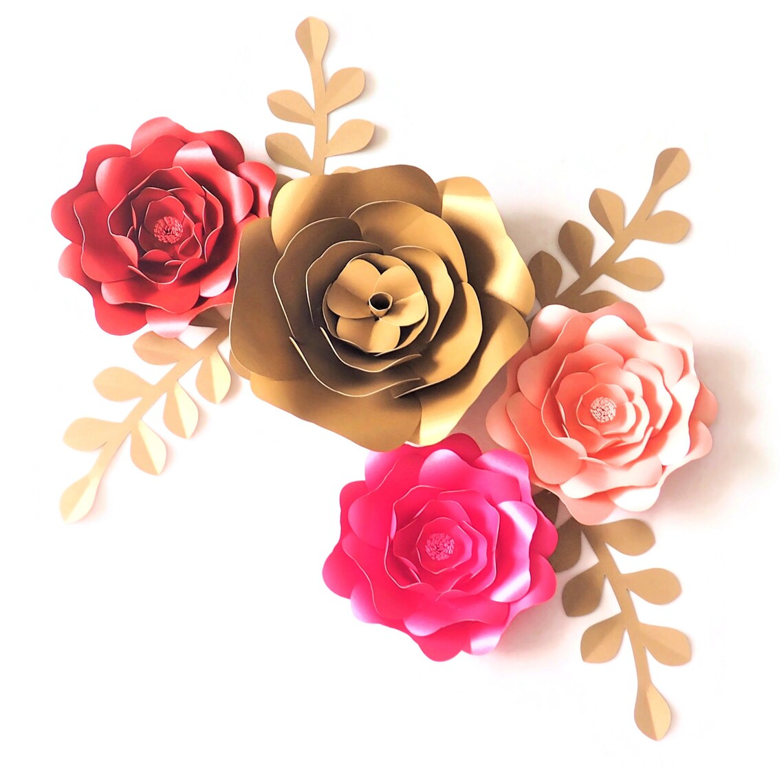 DIY Cardstock Flowers Metallic Gold Paper Rose DIY Baby Etsy