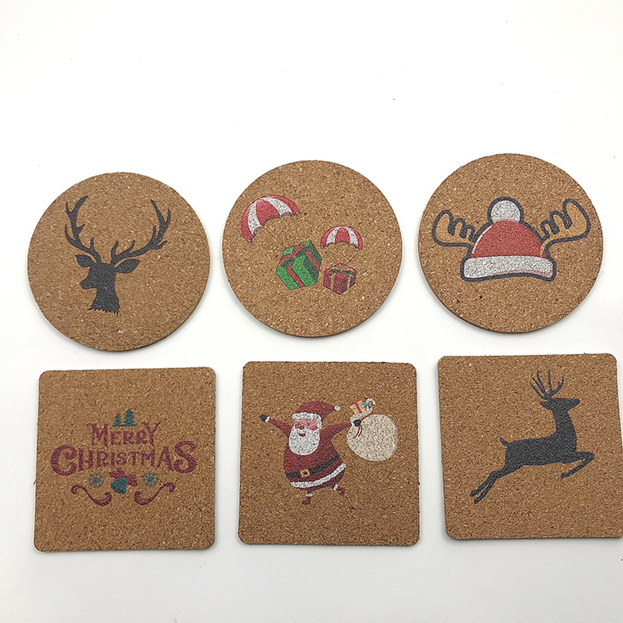 Christmas Cork Coaster Personalized Coaster Set of 4 Cork Etsy
