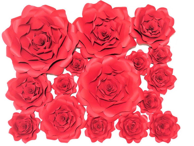 DIY Red Rose Paper Flowers Home Decor Flowers Custom Wedding Etsy