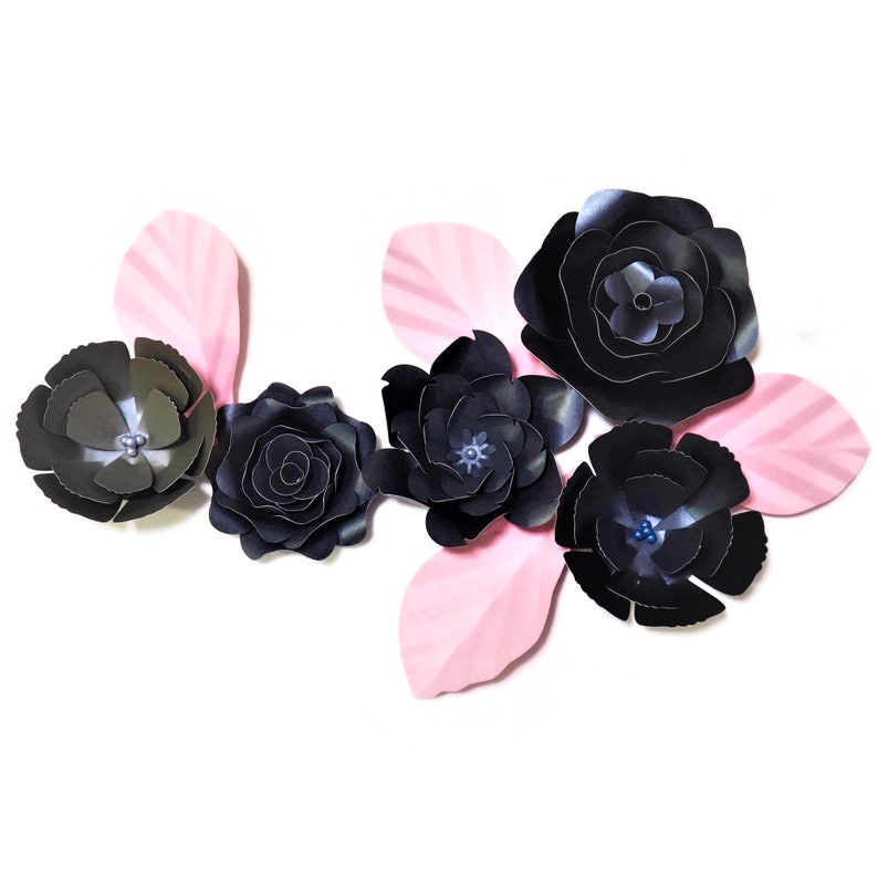 Black Decorations Decors Pink Paper Leaves Paper Flowers Backdrops Party Supplies Black Paper Flowers Black Decors Paper Flowers