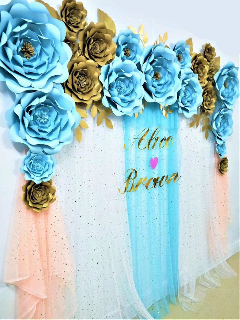 Large Paper Flowers Backdrop Paper Flowers Wedding Backdrop Etsy