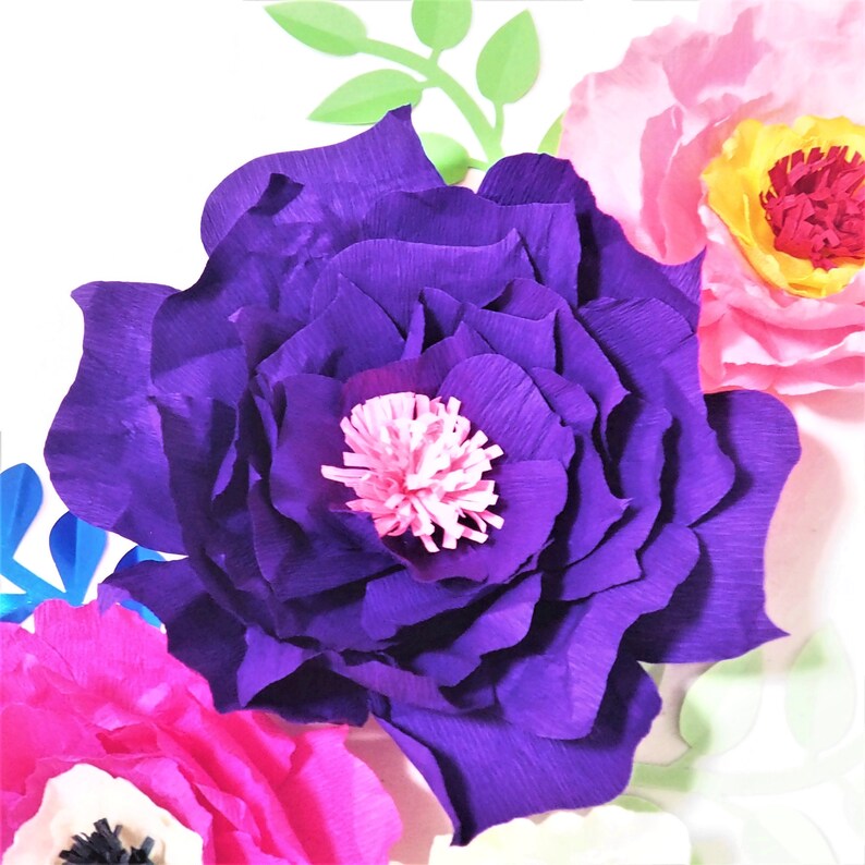Plum Crepe Paper Flowers Wedding Backdrop Pink Crepe Paper Etsy