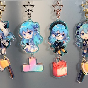 Hololive Vtuber Hoshimachi Suisei fan-made acrylic keychain with HOLO finish
