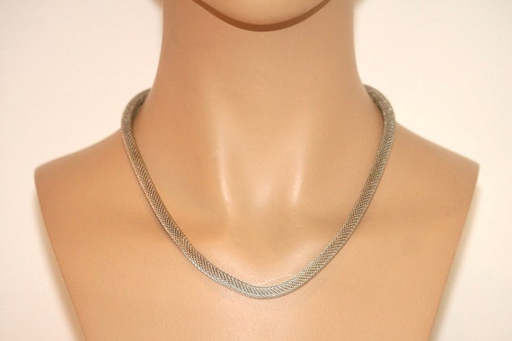 Buy Silver Mesh Necklace Silver Vintage Necklace Vintage Collar 