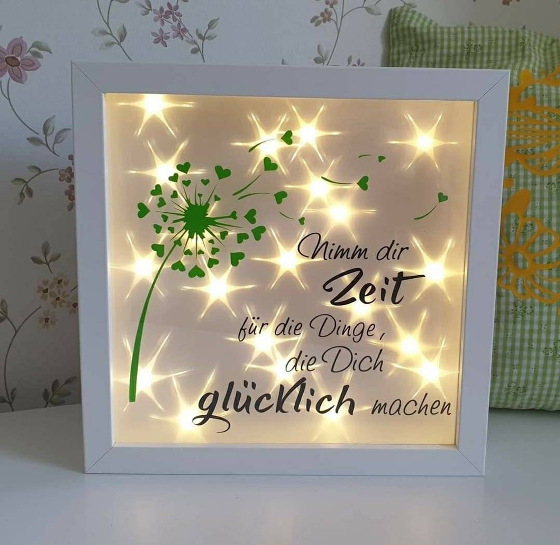 Leuchtrahmen Pusteblume mit Spruch Bild Etsy