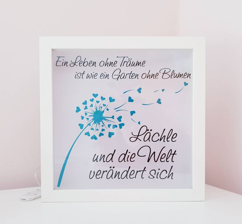 Leuchtrahmen Pusteblume mit Spruch Bild Etsy