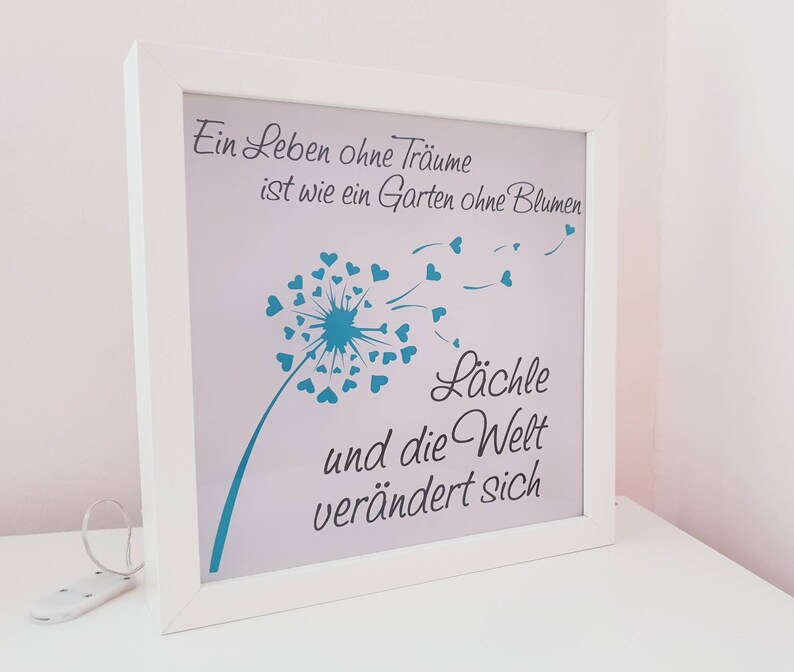 Leuchtrahmen Pusteblume mit Spruch Bild Etsy