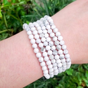 Howlite Handmade Bracelet | Natural Crystal Beads, Minimalist Style, Custom Sizing, Spiritual or Self-Care Gift