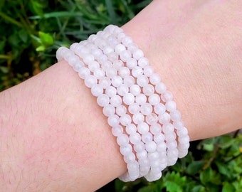 Rose Quartz Handmade Bracelet | Natural Crystal Beads, Minimalist Style, Custom Sizing, Spiritual or Self-Care Gift