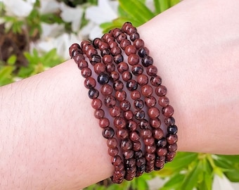 Mahogany Obsidian Handmade Bracelet | Natural Crystal Beads, Minimalist Style, Custom Sizing, Spiritual or Self-Care Gift