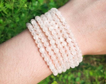 Selenite Handmade Bracelet | Natural Crystal Beads, Minimalist Style, Custom Sizing, Spiritual or Self-Care Gift