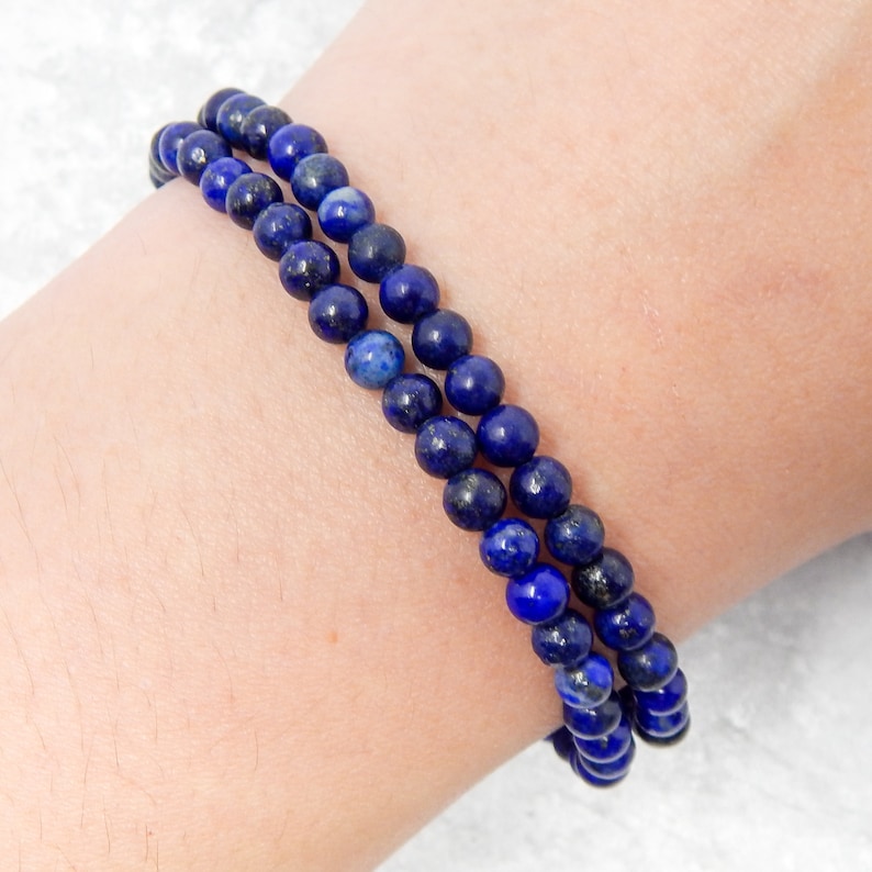 Lapis Lazuli Bracelet 4mm Beaded Stacking Bracelet Ideal Etsy