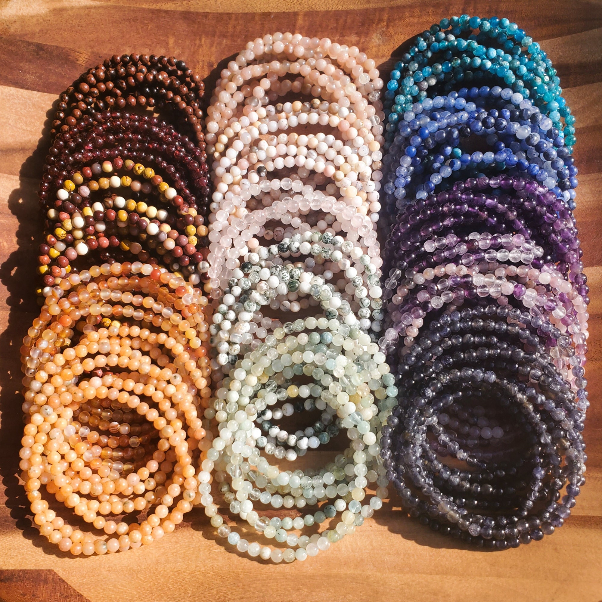 Gemstone 8 mm Bead Bracelets: BUY 3 GET 1 FREE - Huge Variety 8 mm Rounded  Stone Natural Crystal Bracelets (Premium Grade Stretch Bracelet)
