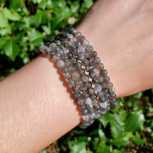 Blue Flash Labradorite Bracelet Handmade Bracelet | Natural Crystal Beads, Minimalist Style, Custom Sizing, Spiritual or Self-Care Gift