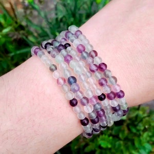 Fluorite Handmade Bracelet | Natural Crystal Beads, Minimalist Style, Custom Sizing, Spiritual or Self-Care Gift