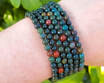 Bloodstone Handmade Bracelet | Natural Crystal Beads, Minimalist Style, Custom Sizing, Spiritual or Self-Care Gift