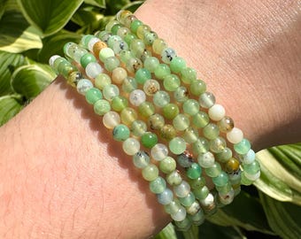 Chrysoprase Handmade Crystal Bracelet | Natural Crystal Beads, Minimalist Style, Custom Sizing, Spiritual or Self-Care Gift