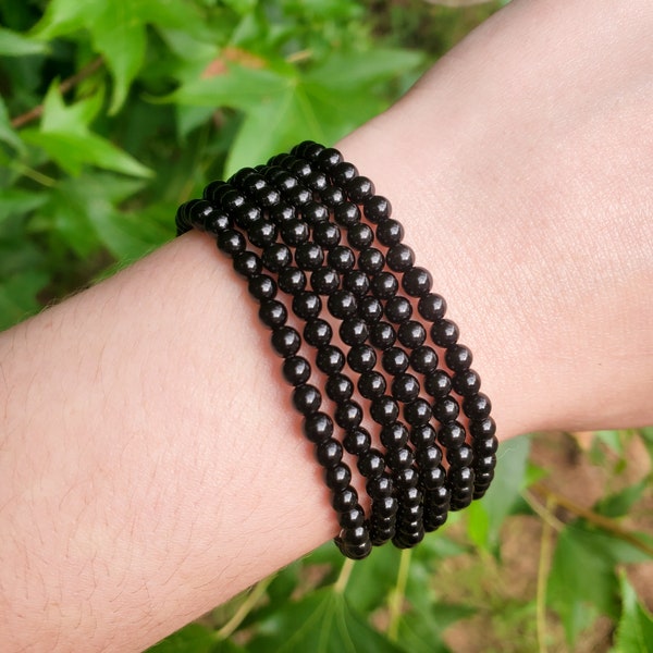 Black Onyx Handmade Bracelet | Natural Crystal Beads, Minimalist Style, Custom Sizing, Spiritual or Self-Care Gift