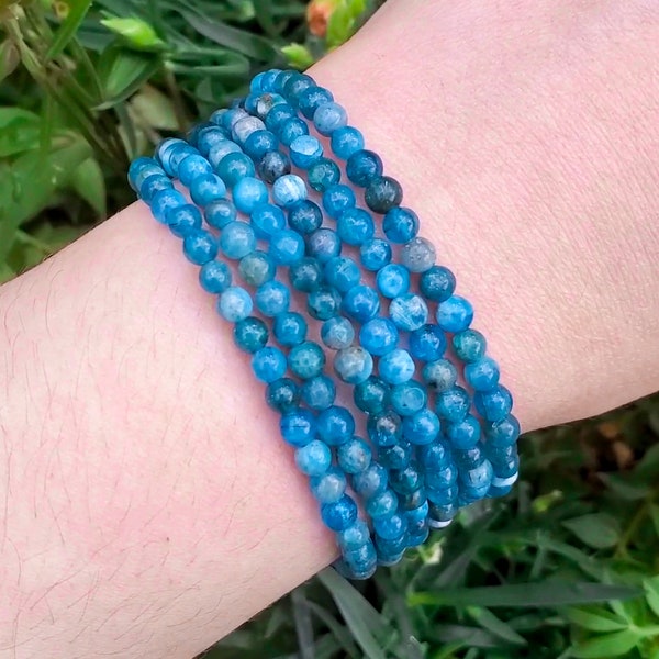 Apatite Handmade Bracelet | Natural Crystal Beads, Minimalist Style, Custom Sizing, Spiritual or Self-Care Gift