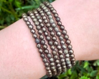 Pyrite Handmade Bracelet | Natural Crystal Beads, Minimalist Style, Custom Sizing, Spiritual or Self-Care Gift