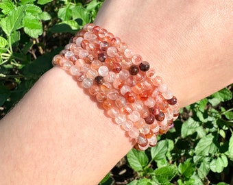 Fire Quartz Bracelet Handmade Bracelet | Natural Crystal Beads, Minimalist Style, Custom Sizing, Spiritual or Self-Care Gift