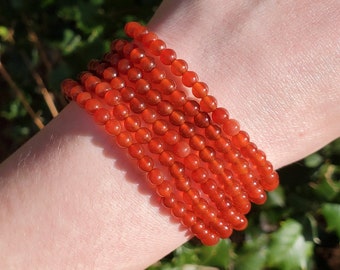 Red Carnelian Handmade Bracelet | Natural Crystal Bracelet, Minimalist Style, Custom Sizing, Reiki, Spiritual or Self-Care Gift