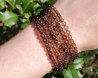 Smoky Quartz Bracelet Handmade Bracelet | Natural Crystal Beads, Minimalist Style, Custom Sizing, Spiritual or Self-Care Gift