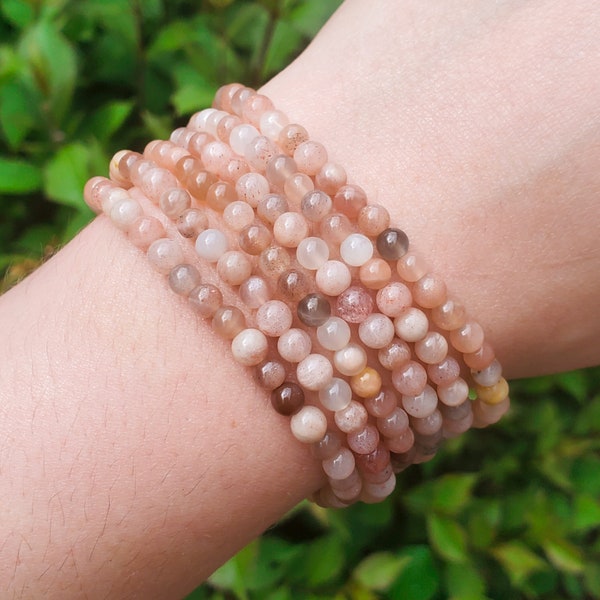 Sunstone Handmade Bracelet | Natural Crystal Beads, Minimalist Style, Custom Sizing, Spiritual or Self-Care Gift