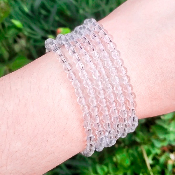 Clear Quartz Handmade Bracelet | Natural Crystal Beads, Minimalist Style, Custom Sizing, Spiritual or Self-Care Gift