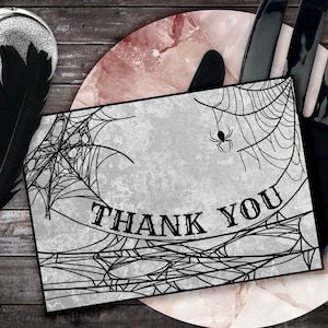 Printable Gothic Wedding Thank You Card DIY Halloween Card Editable Vintage Bridal Shower Card Witchy Invitation Suite Instant Download O1