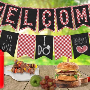 I Do BBQ Bridal Shower Bunting, Engagement Welcome Banner, Printable Wedding Shower Decorations, Outdoor Shower Garland, Instant Download Q1