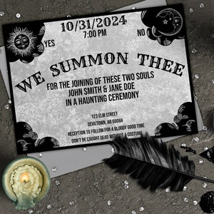 Ouija Board Wedding Invitation DIY Editable Vintage Invitation Template Printable Gothic Invite Custom Halloween Engagement Announcement O1