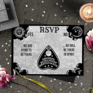 Ouija Board Gothic Wedding RSVP Card Printable Halloween Wedding Editable DIY Invitation Suite Vintage Gothic Invitation Instant Download O1