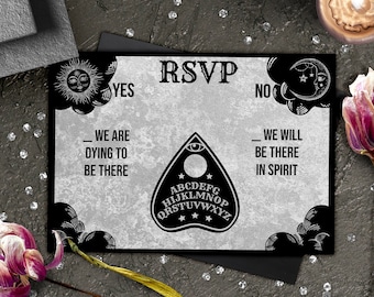 Ouija Board Gothic Wedding RSVP Card Printable Halloween Wedding Editable DIY Invitation Suite Vintage Gothic Invitation Instant Download O1