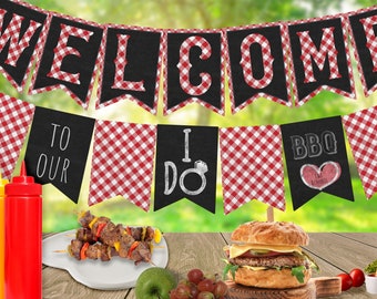 I Do BBQ Bridal Shower Bunting, Engagement Welcome Banner, Printable Wedding Shower Decorations, Outdoor Shower Garland, Instant Download Q1