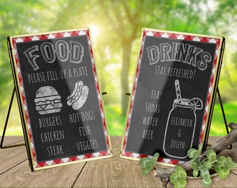 BBQ Party Food Table Sign, Printable Buffet Sign Set, Wedding Shower Sign, Backyard Party, I Do BBQ Bridal Shower Decor, Instant Download Q1
