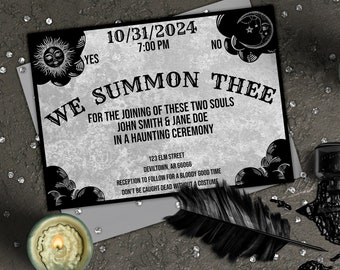 Ouija Board Wedding Invitation DIY Editable Vintage Invitation Template Printable Gothic Invite Custom Halloween Engagement Announcement O1