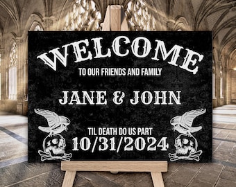 Vintage Gothic Wedding Welcome Sign: Halloween Reception Decor Digital Download O1