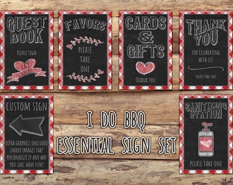 I Do BBQ Bridal Shower Sign, Printable Sign Set, DIY Wedding Shower Sign, Backyard Party Signage, Engagement Party Decor Instant Download Q1