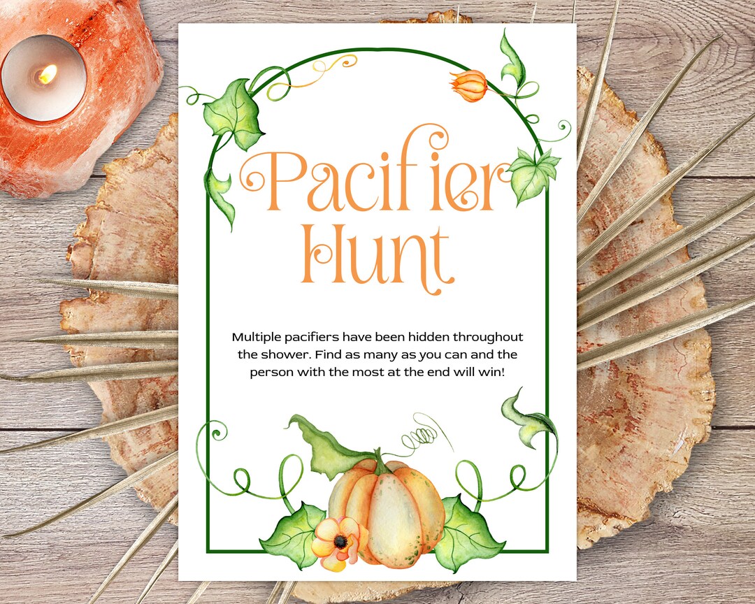 Editable Pacifier Hunt Baby Shower Game Sign Printable Fall Baby Shower ...