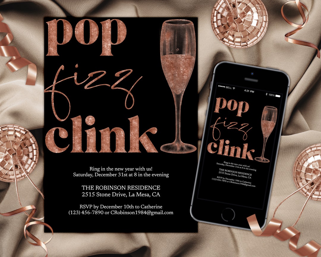 New Year's Eve Party Printable Invitation Template Editable NYE Mobile ...