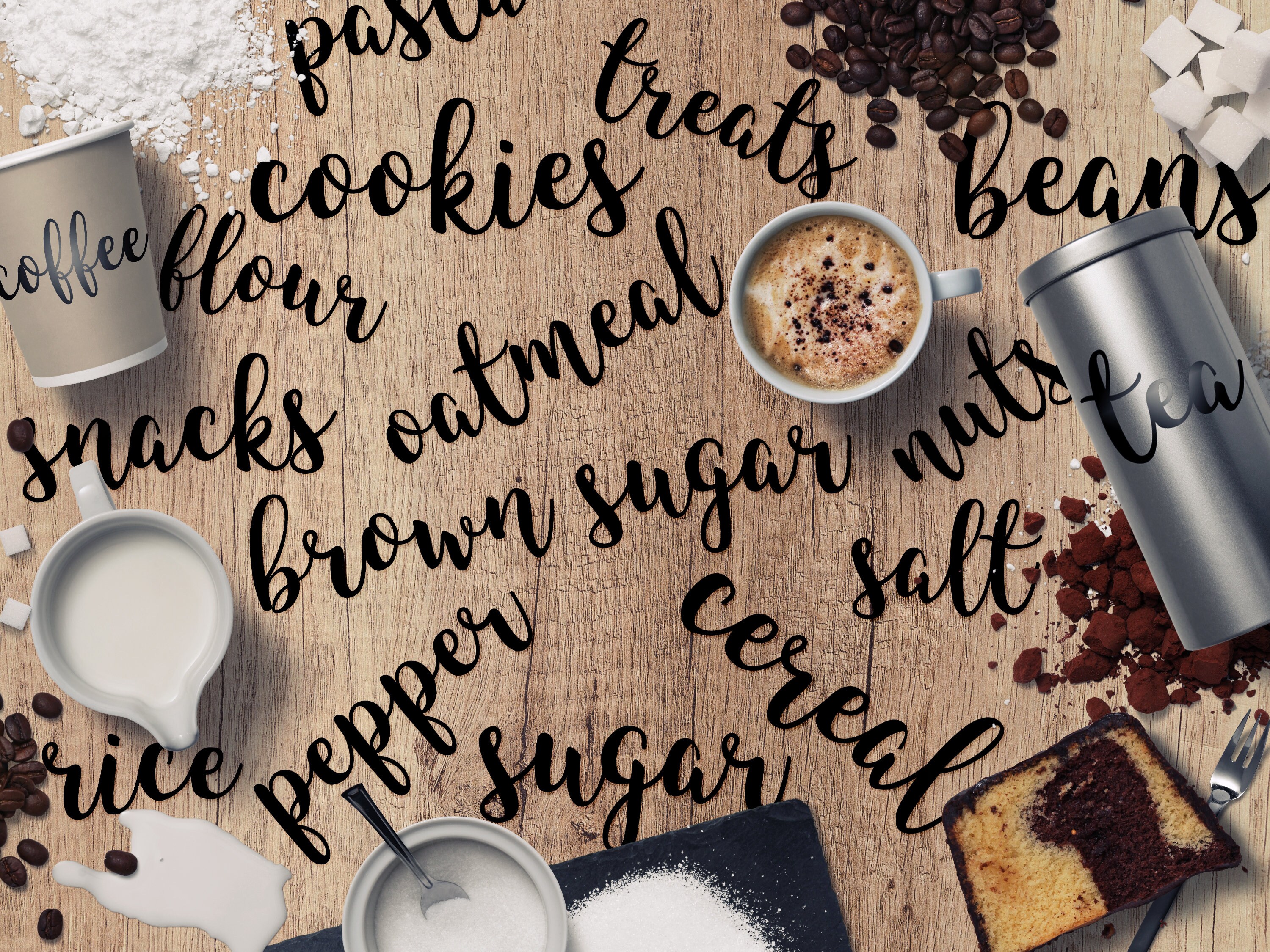 Printable Cursive Kitchen Pantry Label Bundle Food Storage Container ...