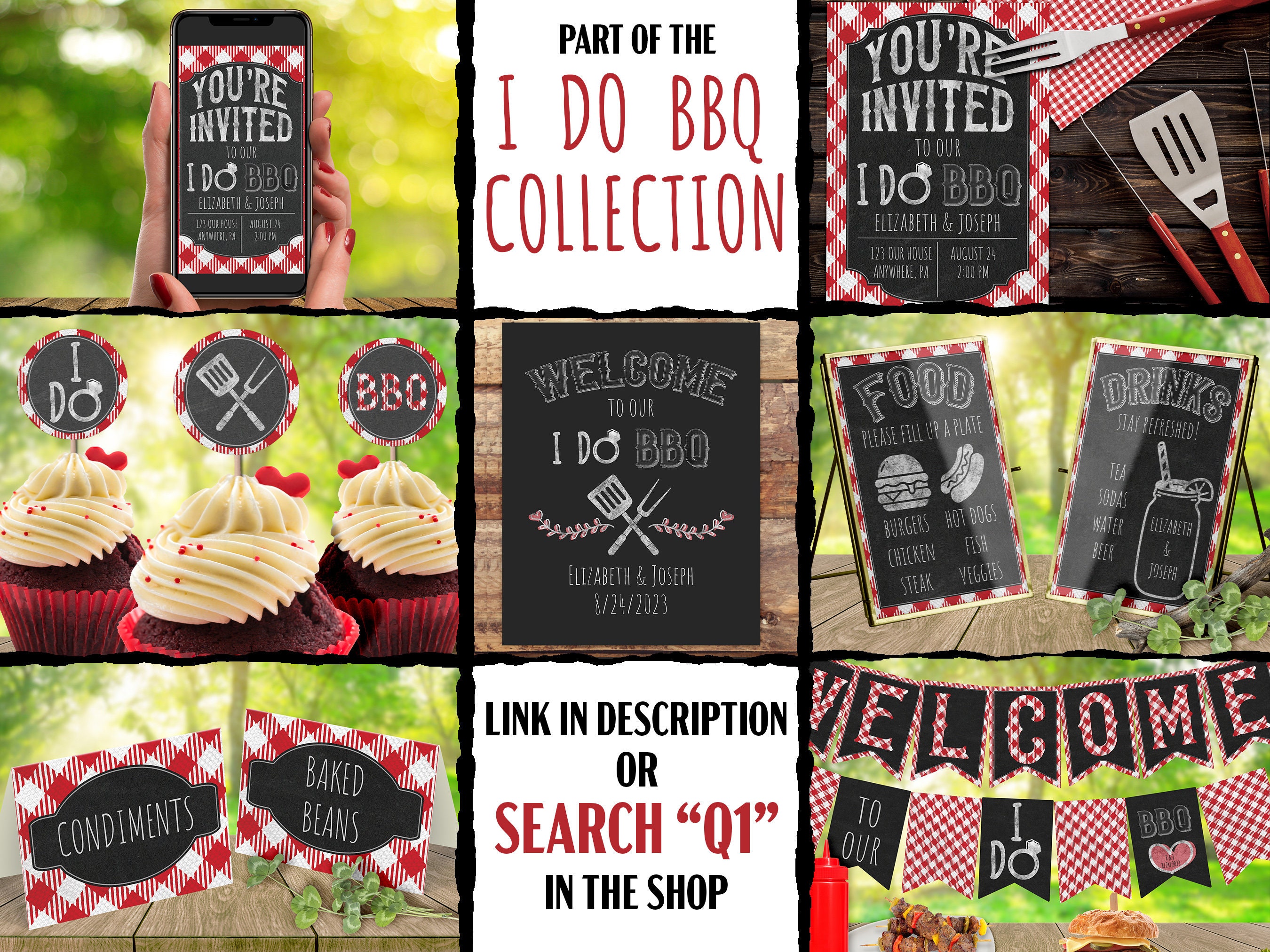I Do BBQ Bridal Shower Cupcake Toppers, Wedding Shower Cake Topper ...